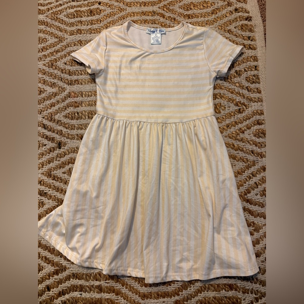 Charming Cream Striped Kids Dress
